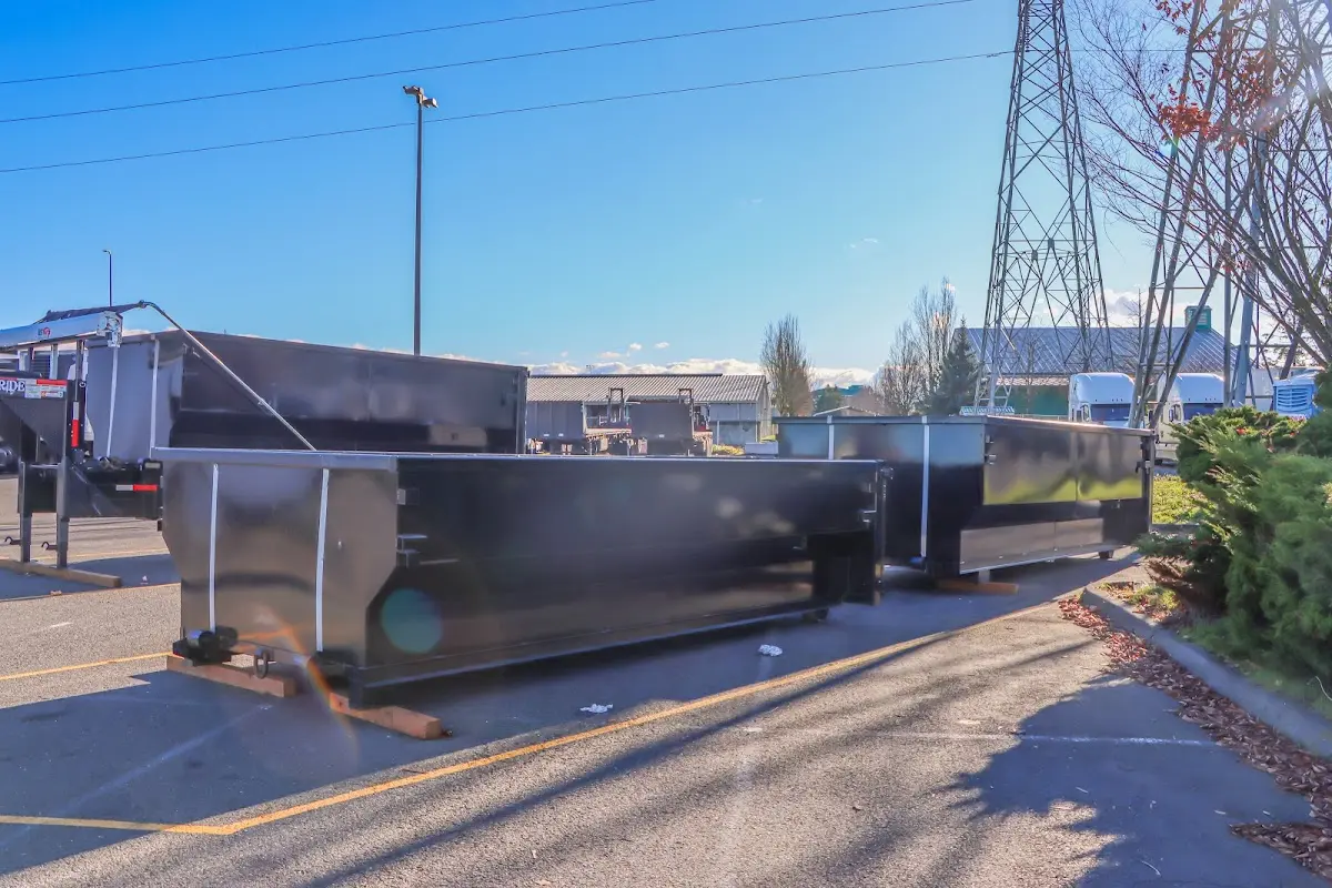 Roll-off dumpster ready for waste disposal at job site for Yard Waste Dumpster Rental in Swampscott
